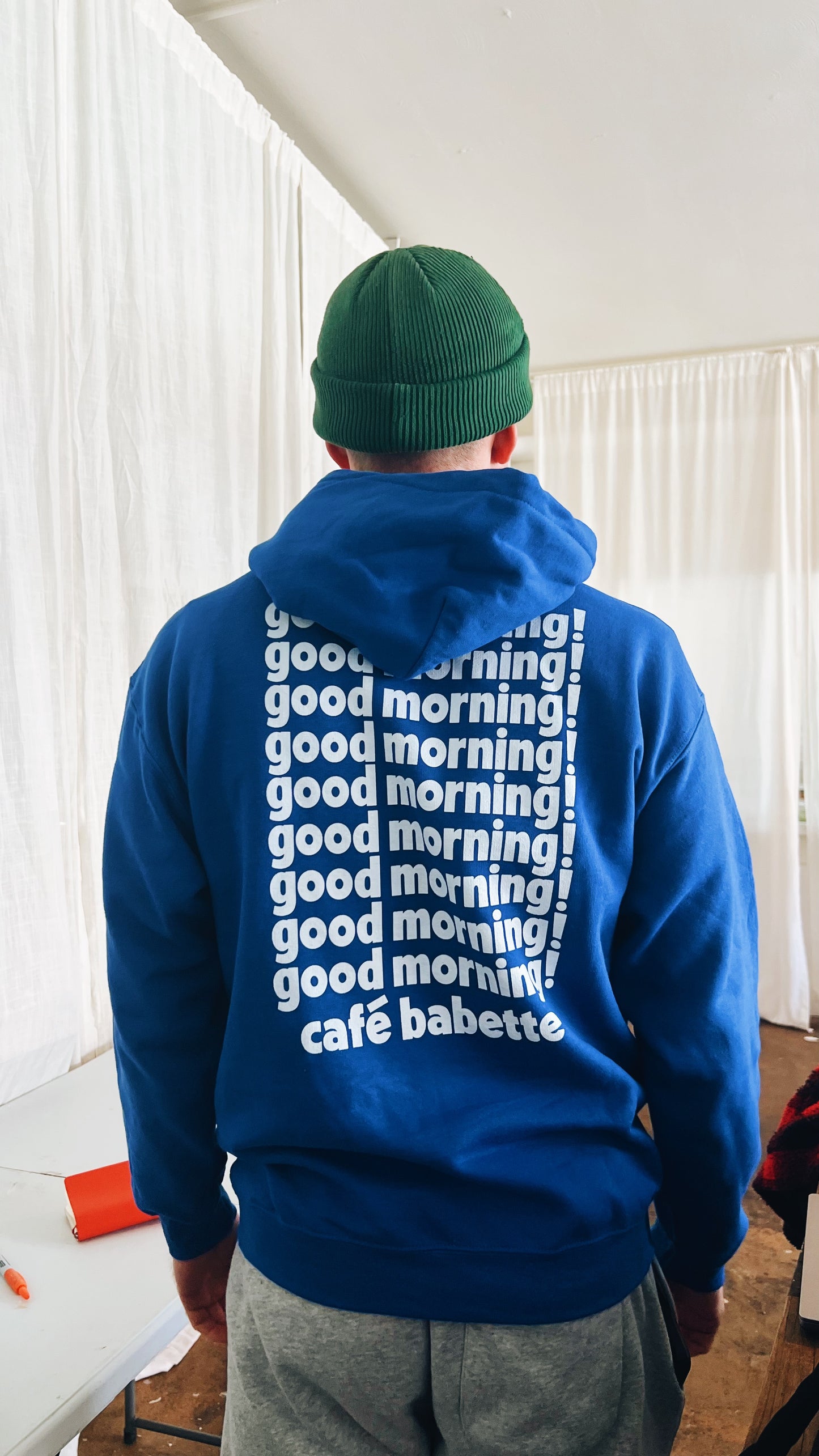 Blue + White Good Morning! Hoodie